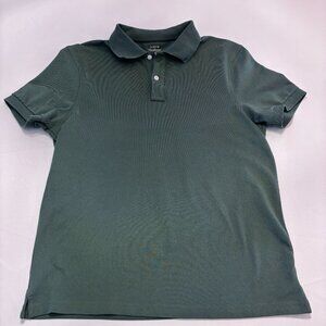 J.Crew Polo Shirt Mens Medium Green Untucked Flex Piqué Cotton Blend Preppy